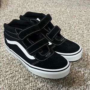 Vans Kids Black and White Velcro Sneakers